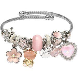 Girls Charm Bracelet Adjustable Butterfly Friendship Jewelry Birthday Gift Box